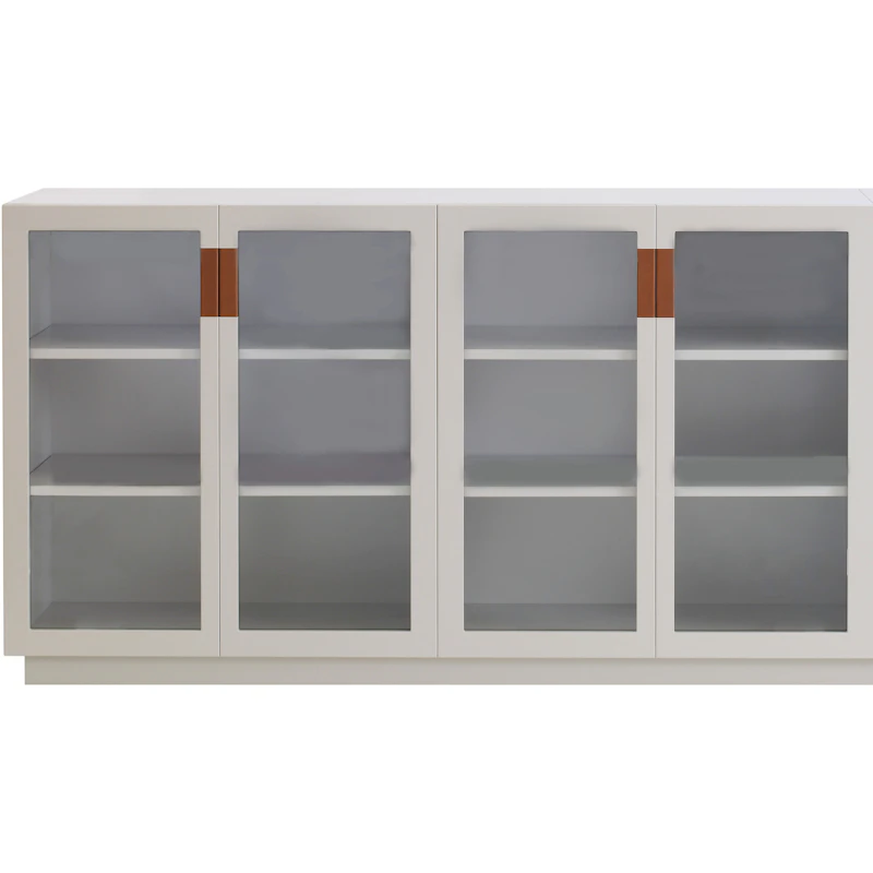 Frame 160 Medium Vitriinikaappi Lasiovilla, Valkoinen / Konjakinruskea