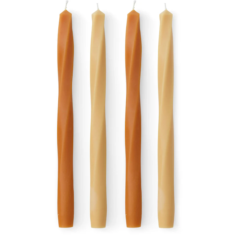 Twist Tapered Candle,  H30, Warm, Set of