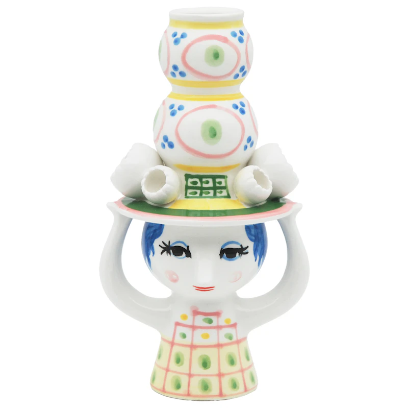 Lady with hat Kynttilänjalka 16 cm, Pinkki