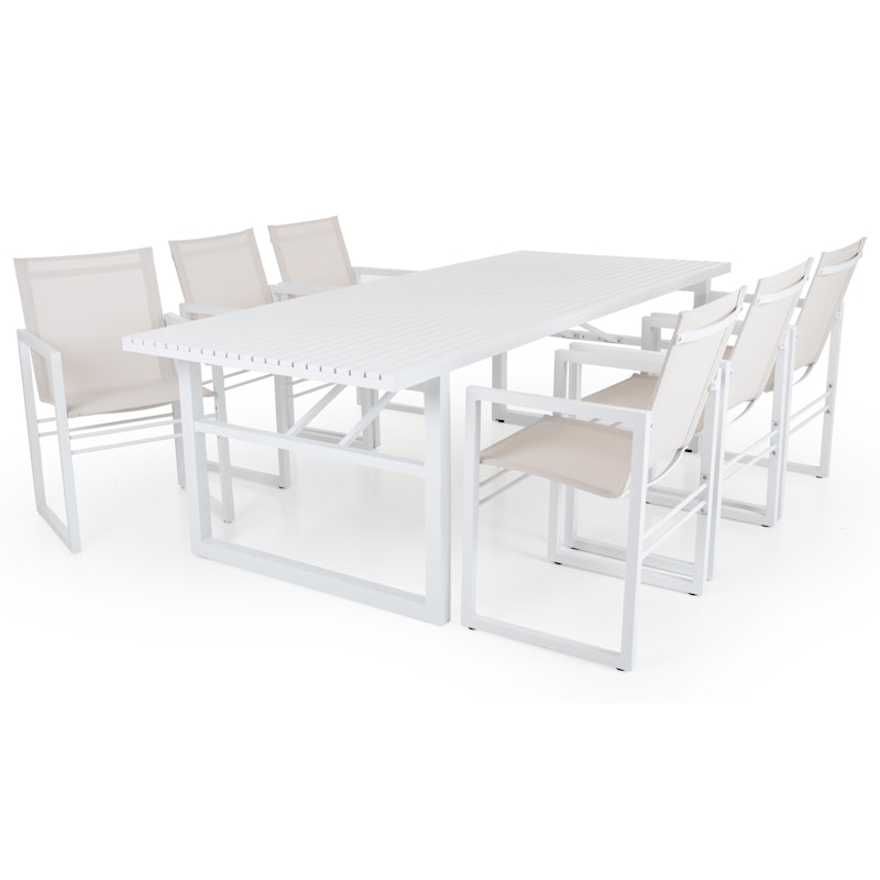 Vevi Dining Set, Aluminum / White