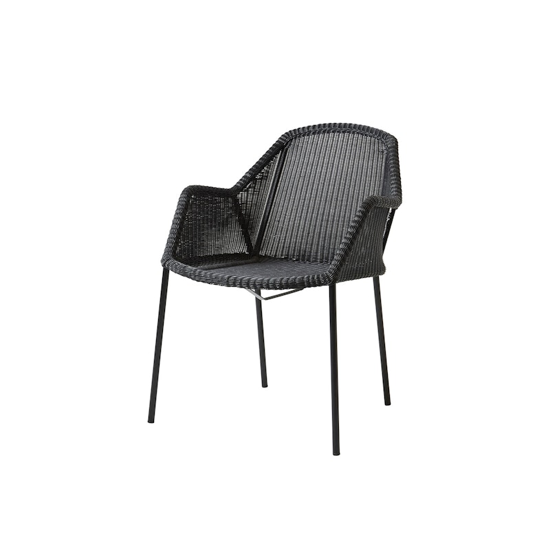 Breeze Chair With Armrest Stackable, Black