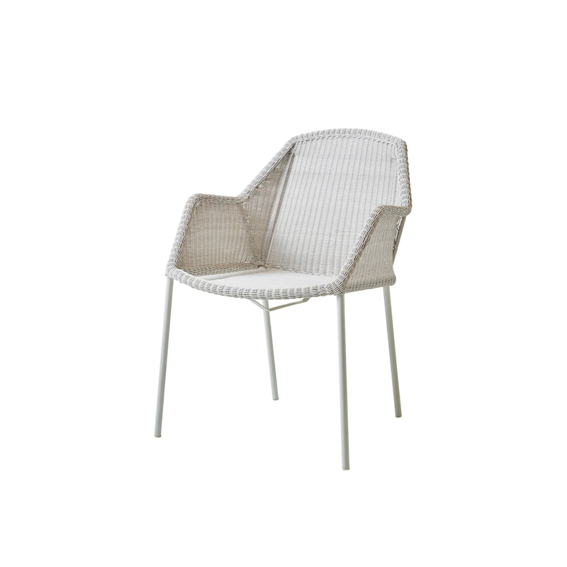 Breeze Chair With Armrest Stackable, White