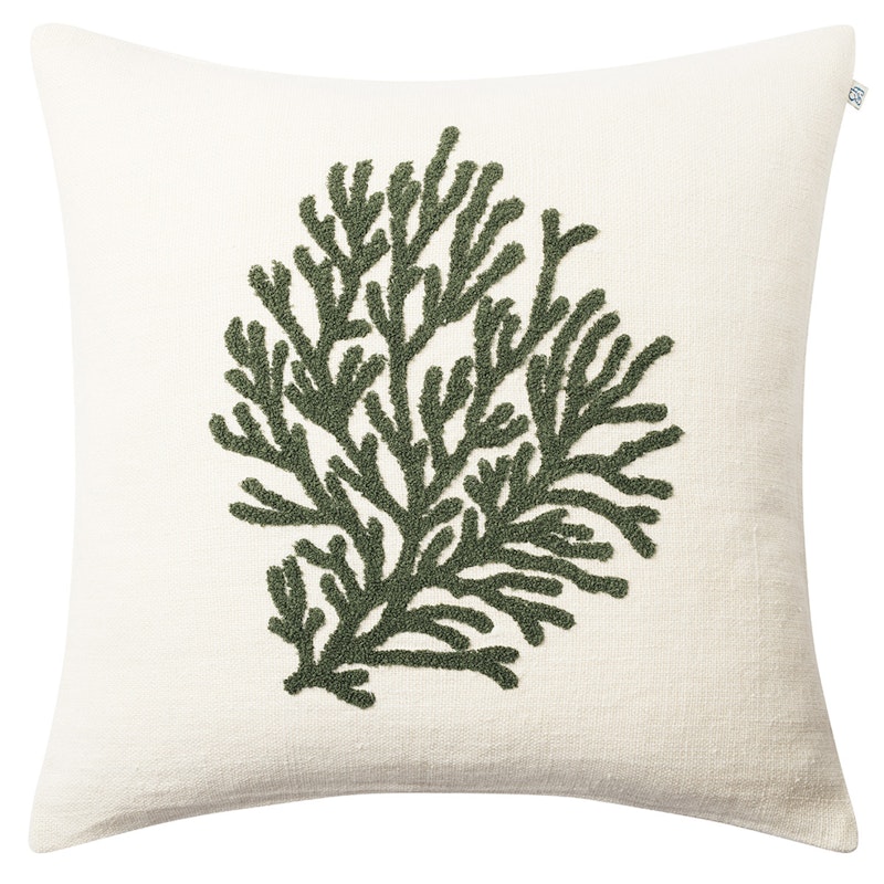 Coral Tyynynpäällinen 50x50 cm, Luonnonvalkoinen/Cactus Green