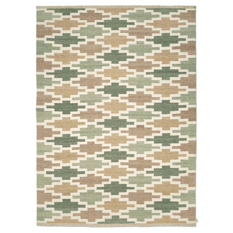 Korsnäs Villamatto 170x230 cm, Vihreä / Beige