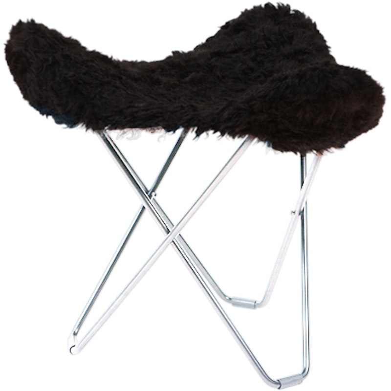 Flying Goose Iceland Stool, Shorn Black/Chrome