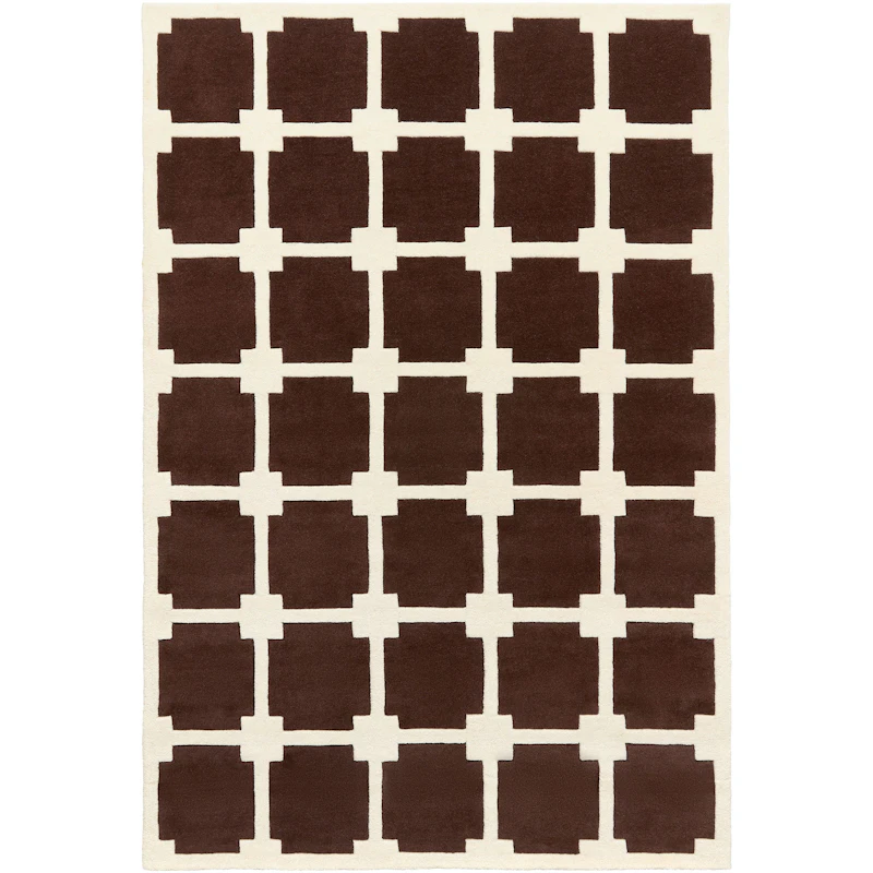 Block Wool Rug 250x350 cm, Brown