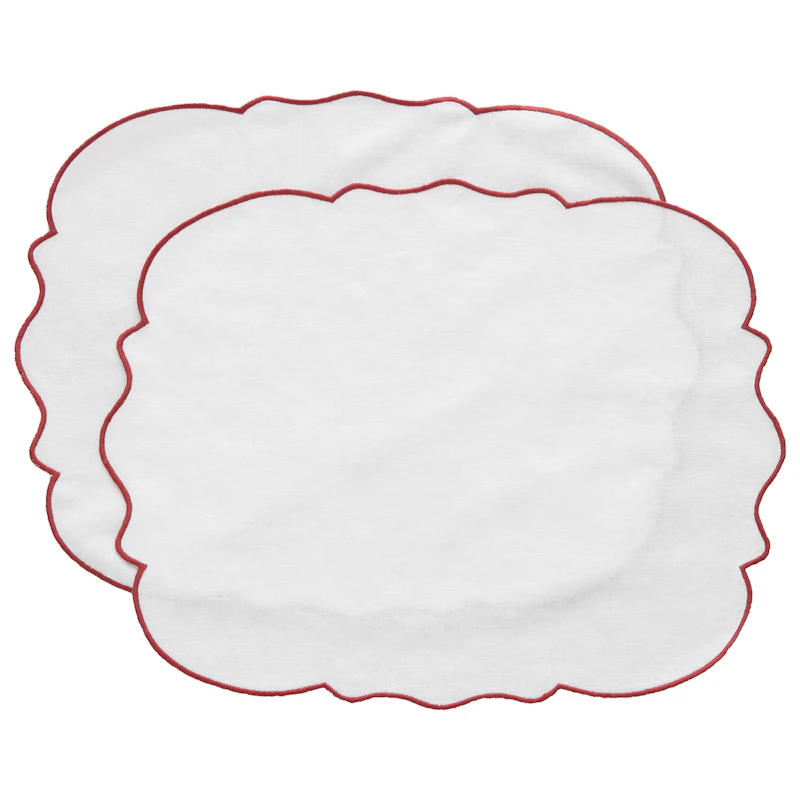 Gia Tabletti 35x45 cm 2 kpl:n pakkaus, Valkoinen / Burgundinpunainen