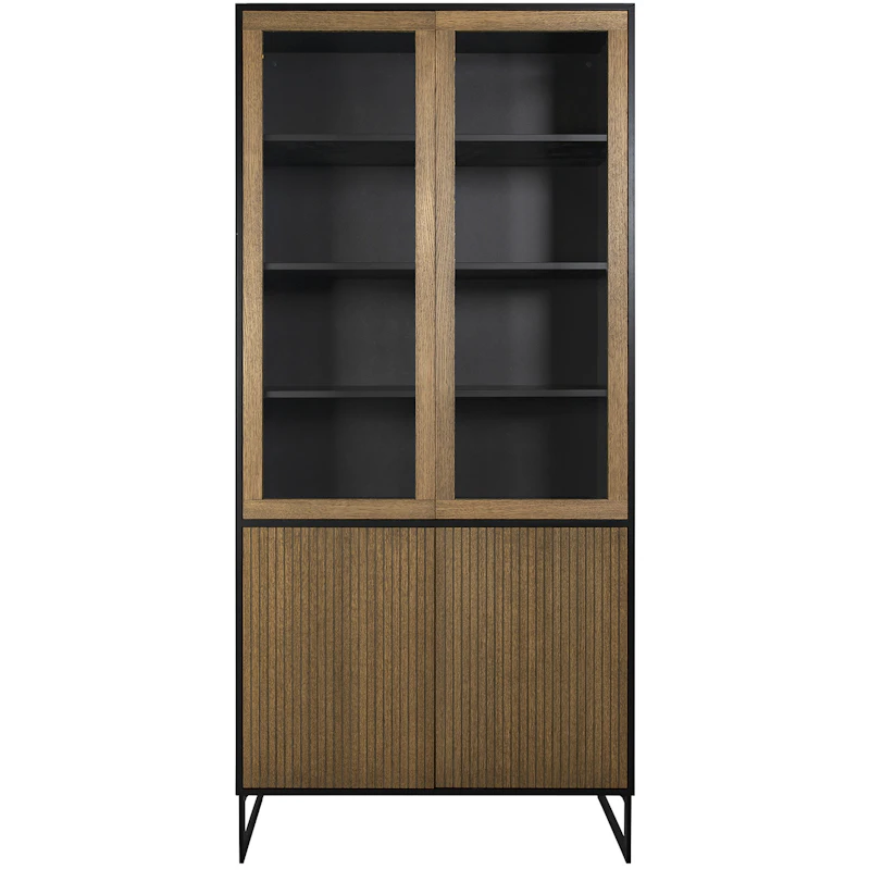 Line Burned Walnut Vitriinikaappi, Musta / Musta