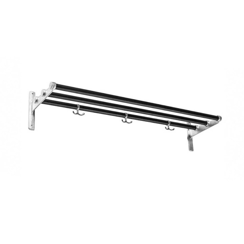 Nostalgi Hat Rack/Shoe Rack, Aluminium Fittings Hattuteline Valmistettu puusta, Valmistettu kierrätetystä alumiinista Musta Aluminium