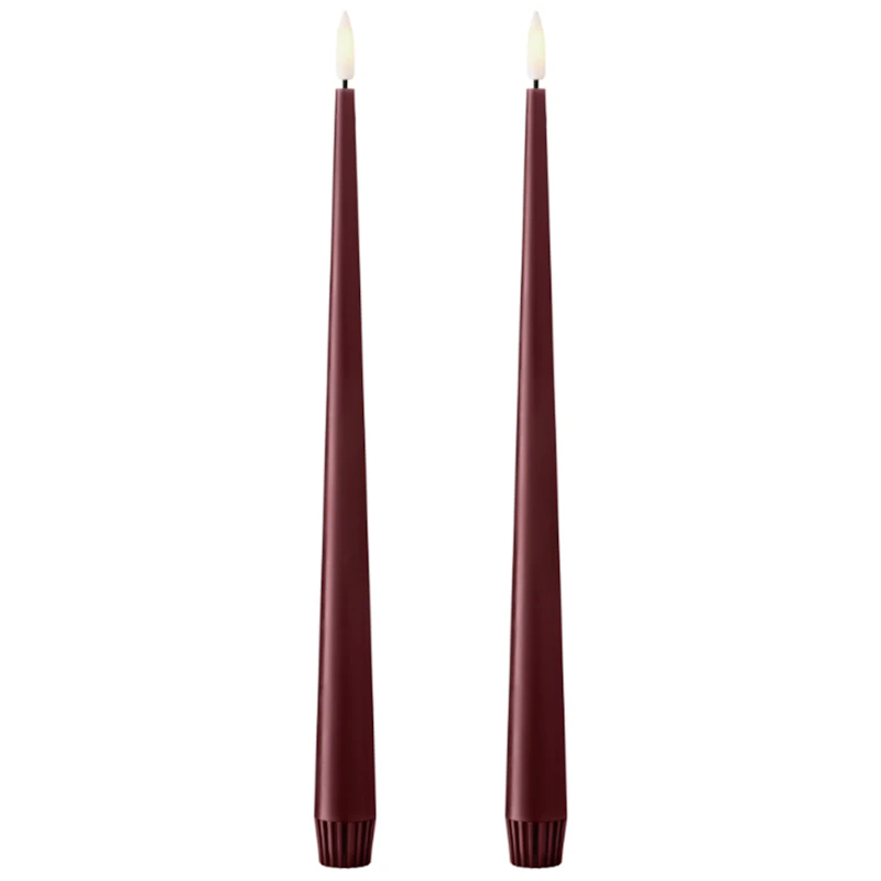 Led-Kynttilät 2 kpl:n pakkaus 30 cm, Deep Wine