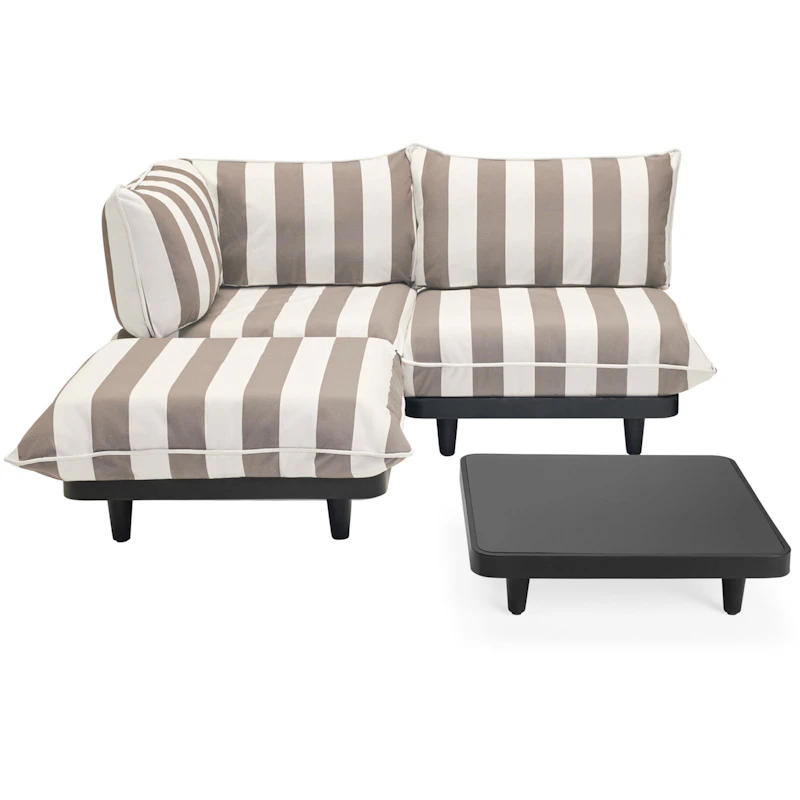 Paletti Sofa Medium With Coffee Table, Stripe Cacao (Left)