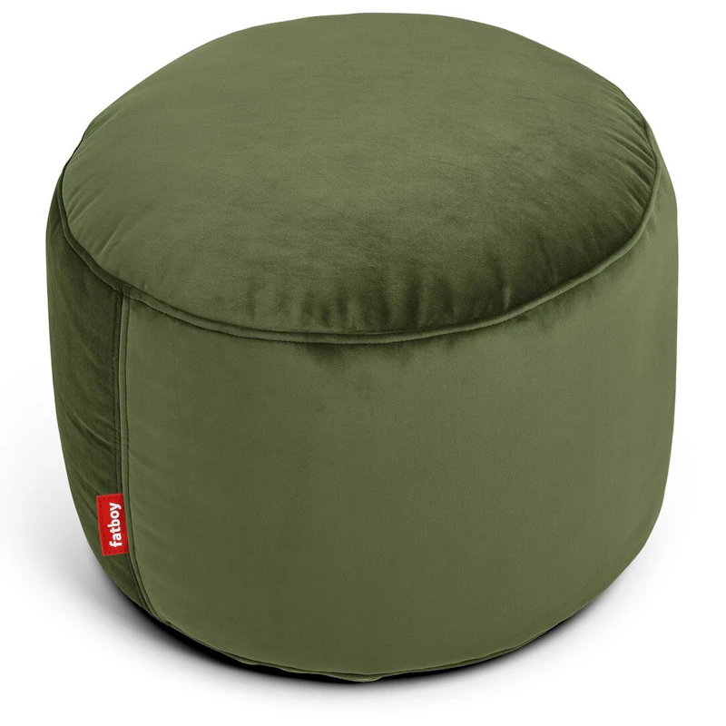 Point Velvet Recycled Pouf, Deep Green