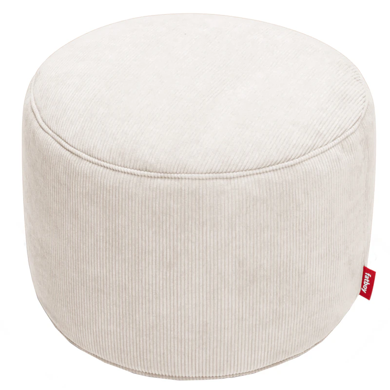 Recycled Point Cord Pouf Ø50 cm, Cream