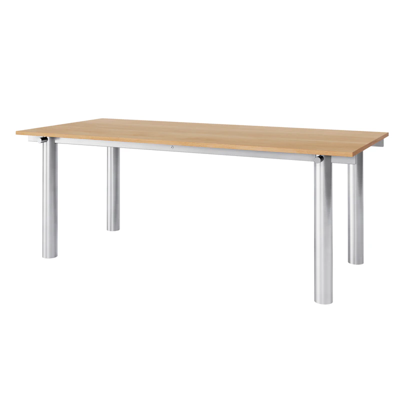 Atura Ruokapöytä 200x90 cm, Ruostumaton Teräs / Natural Oak
