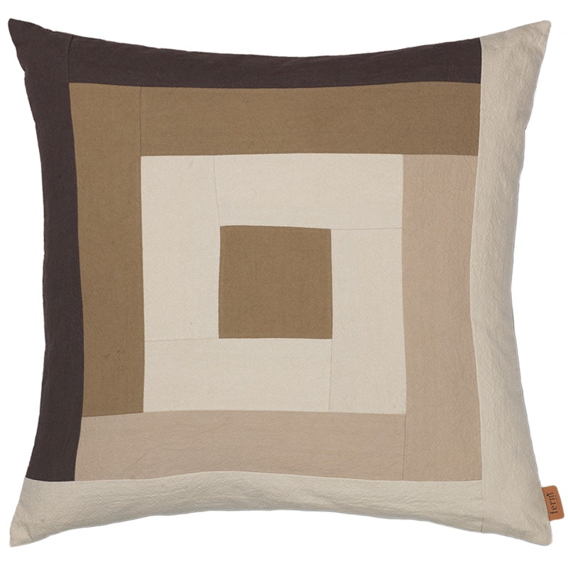 Border Patchwork Tyyny 50x50 cm, Dark Sand / Coffee