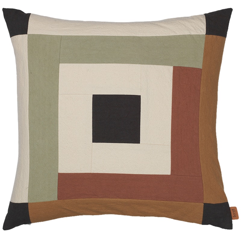 Border Patchwork Tyyny 50x50 cm, Dark Sage / Punaruskea