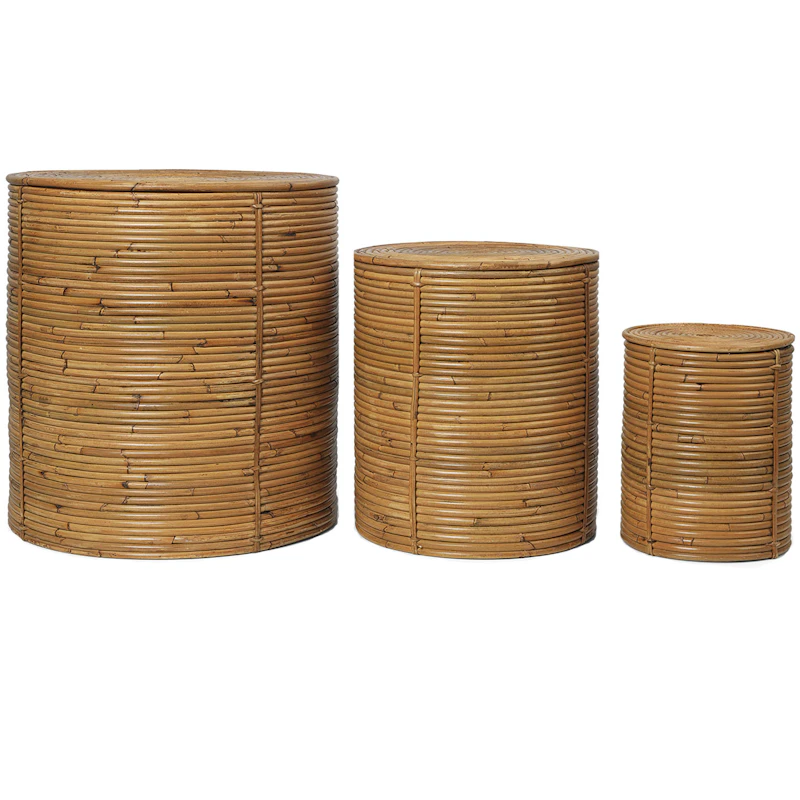 Column Säilytys, Large: H: 43 x Ø: 40 cm  Medium: H: 34 x Ø: 30 cm  Small: H: 25 x Ø: 20 cm 3 kpl:n pakkaus, Natural Stained