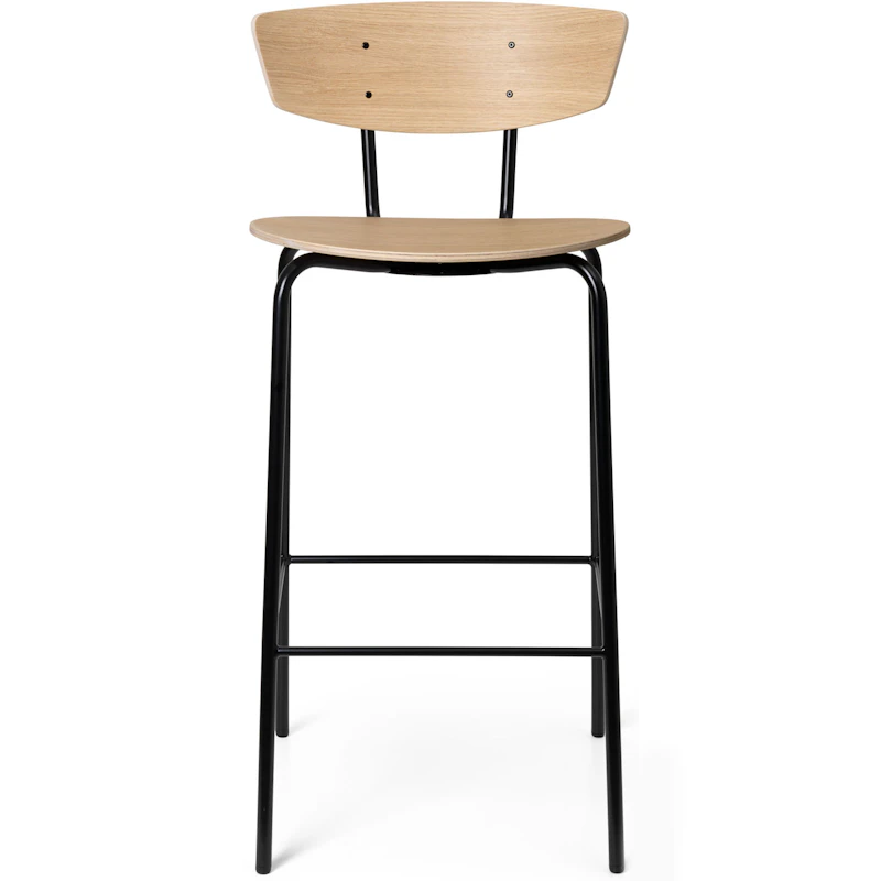 Herman Baarijakkara Jalkatuella H87 cm, Valkoöljytty Tammi / Musta jalkatuella.