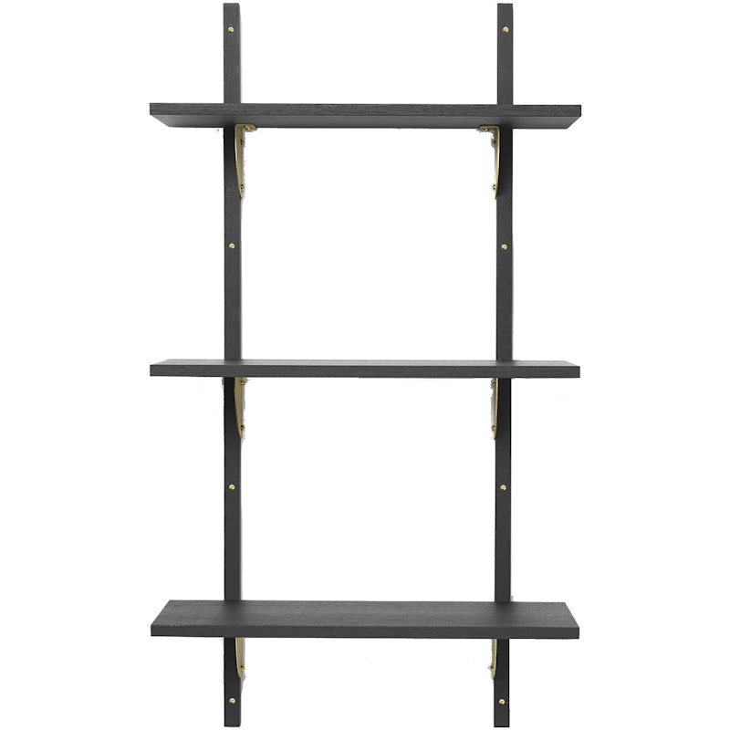 Sector Tripple Narrow Hylly 54x102 cm, Black Ash/Messinginvärinen