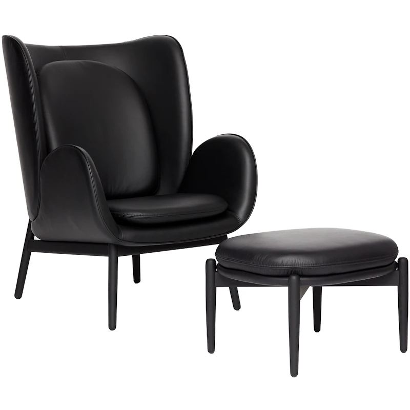 Embrace Armchair With Footstool L, Elmosoft Black
