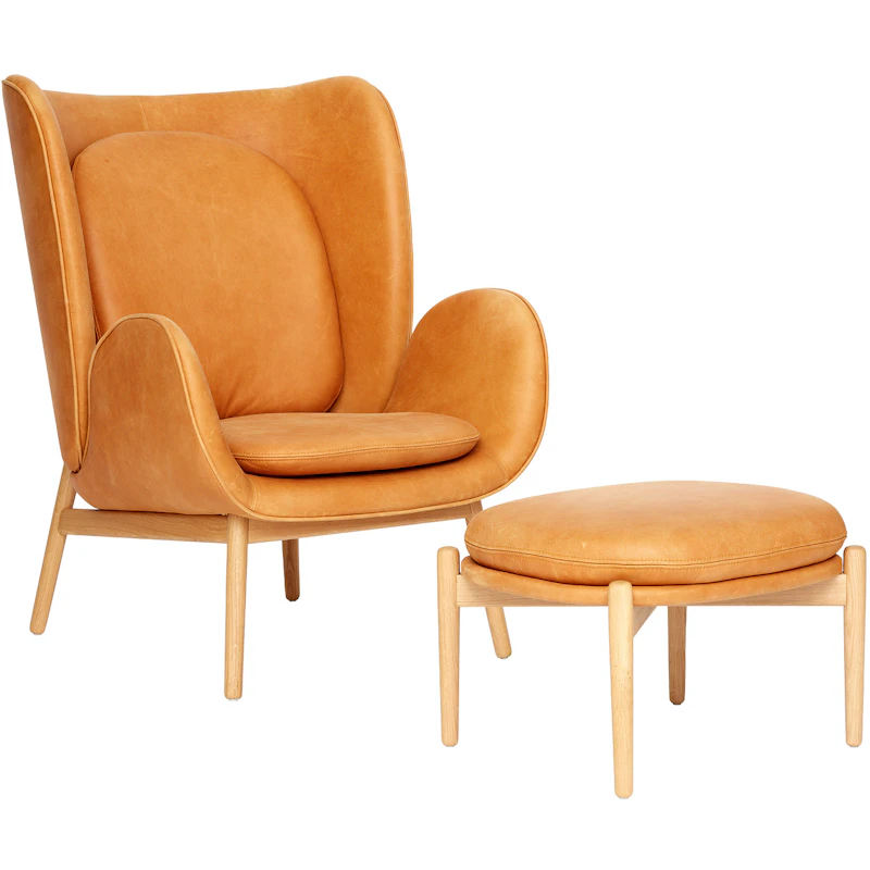 Embrace Armchair With Footstool L, Vintage Cognac