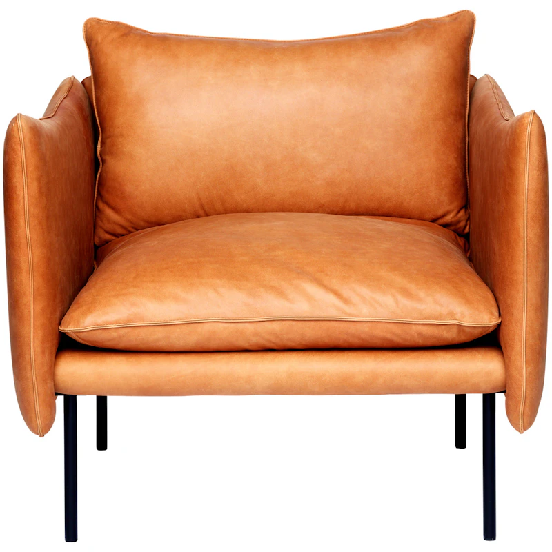 Tiki Nojatuoli L W:86 cm, Mustat Jalat / Nahka Vintage Cognac