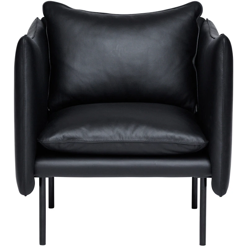 Tiki Nojatuoli S W:70 cm, Mustat Jalat / Nahka Elmosoft Musta