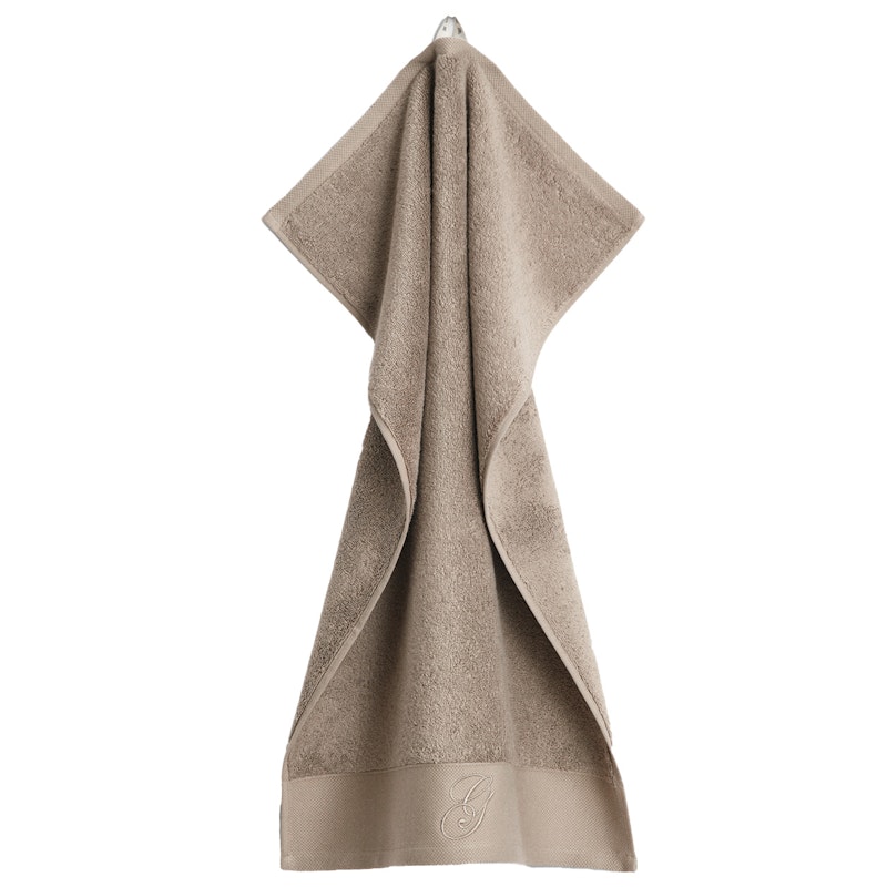 Embroidery Pyyhe 50x70 cm Valkoinen, Taupe Beige