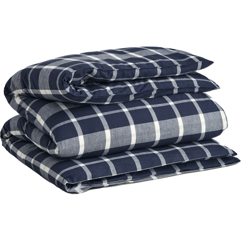 Flannel Check Double Pussilakana Marine, 150x210 cm