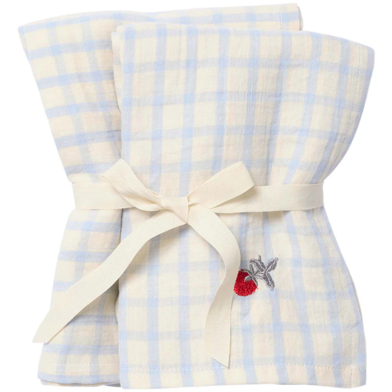 Gingham Sky Blue Muslin Viltti 2 kpl:n pakkaus, 60x60 cm