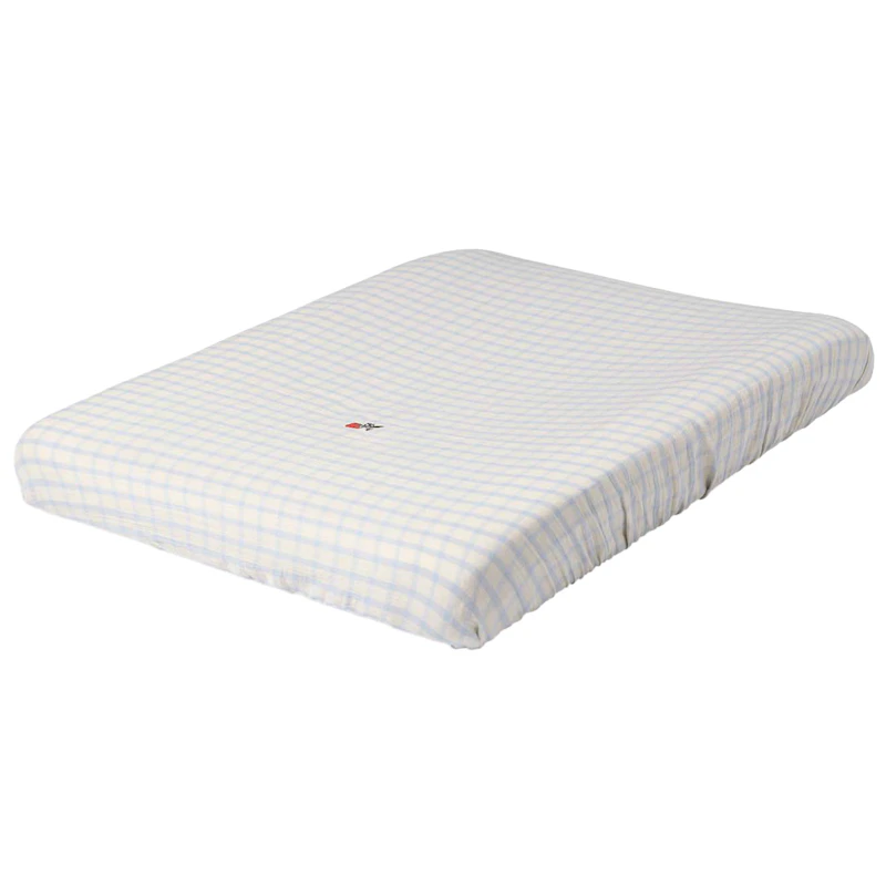 Gingham Sky Blue Muslin Vaippamattosuojus, 50x70 cm