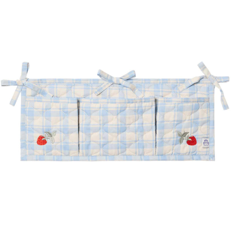 Plaid Sky Blue Sänkytasku Tikattu