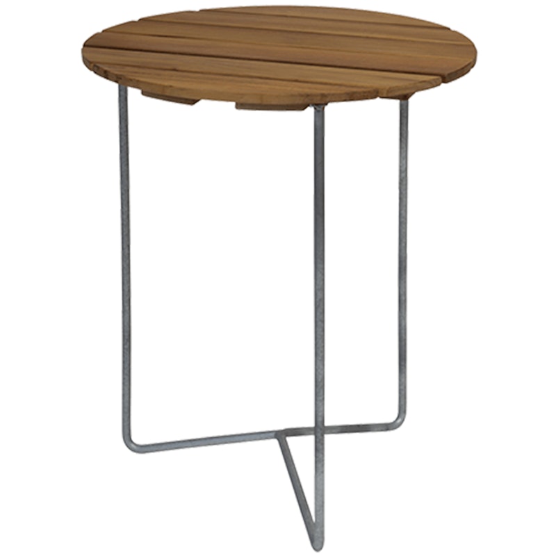6B Pöytä Ø60 cm, Käsittelemätön Tiikki / Kuumagalvanoitu Teräs
