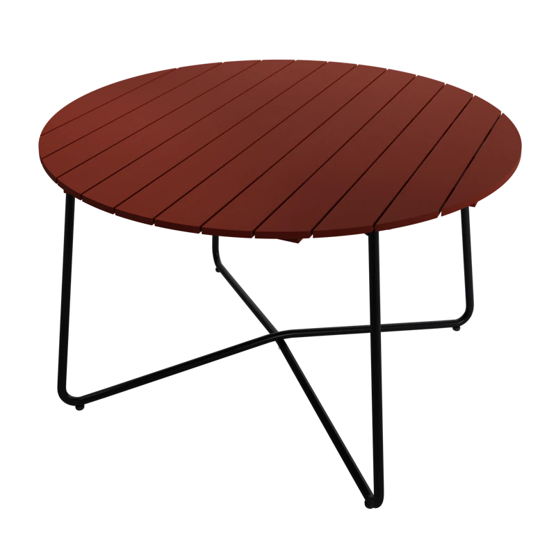 9A Pöytä Ø120 cm, Tummanpunainen / Musta