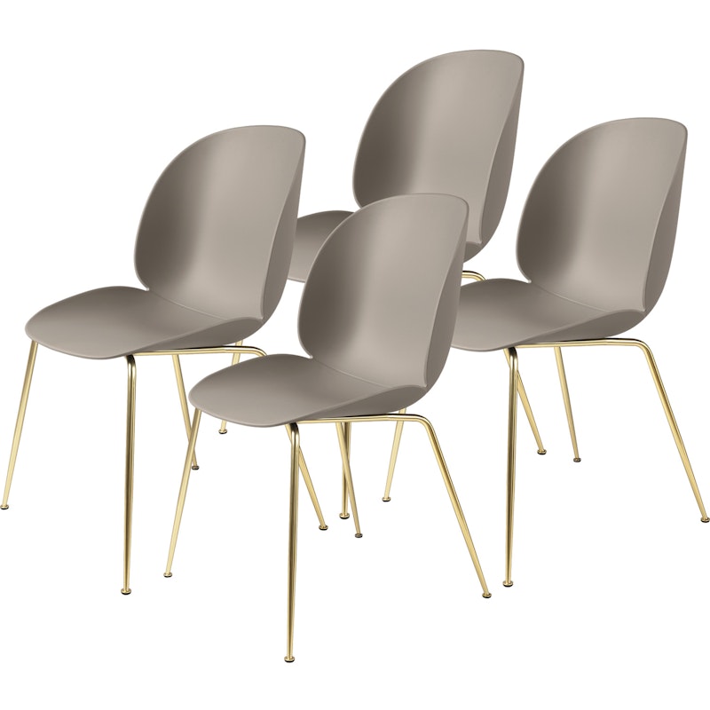 Beetle Tuoli Verhoilematon 4-pakkaus Conic Base Brass, Beige