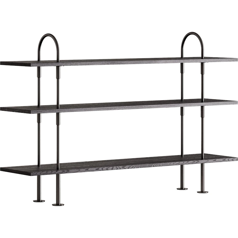 Keen Hyllyjärjestelmä 3 Hyllyllä 160 cm, Musta Messinki / Mustaruskeapetsattu Saarni