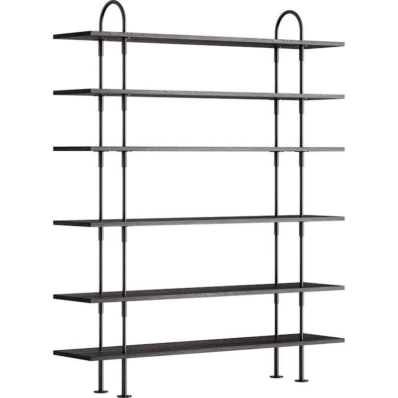 Keen Hyllyjärjestelmä 6 Hyllyllä 160 cm, Musta Messinki / Mustaruskeapetsattu Saarni