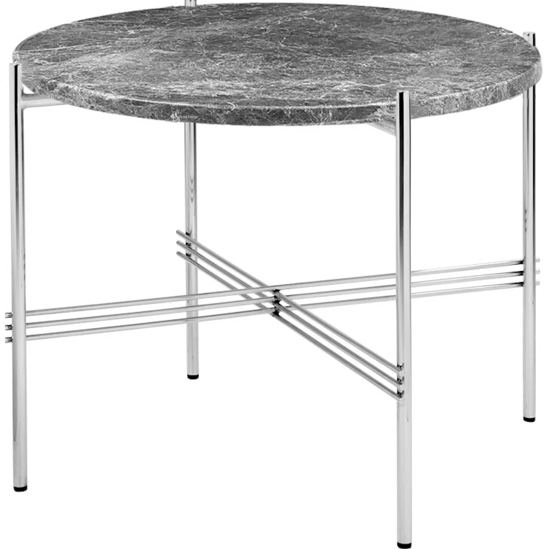 TS Sohvapöytä 55 cm, Kiiltävä Teräs / Harmaa Emperadormarmori