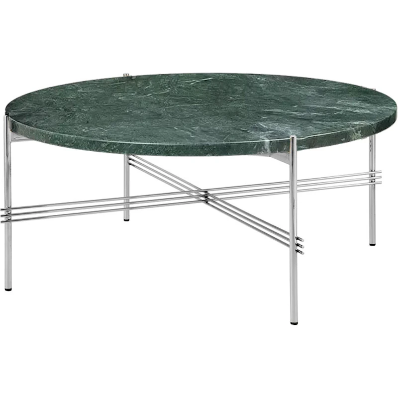 TS Sohvapöytä 80 cm, Kiiltävä Teräs / Harmaa Guatemalanmarmori