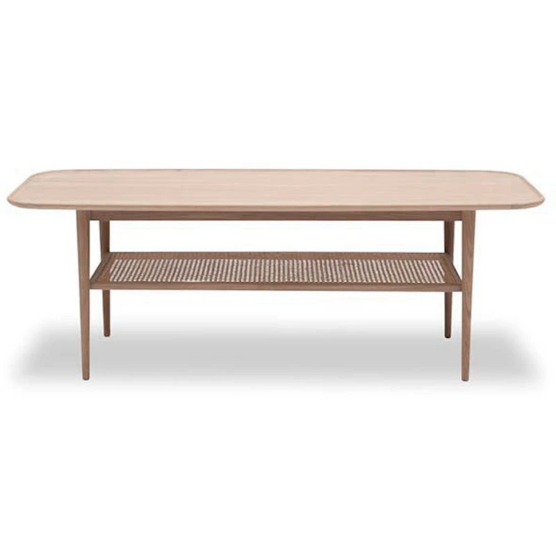 Athene Sohvapöytä 60x150 cm, Valkoöljytty Tammi / Rottinki