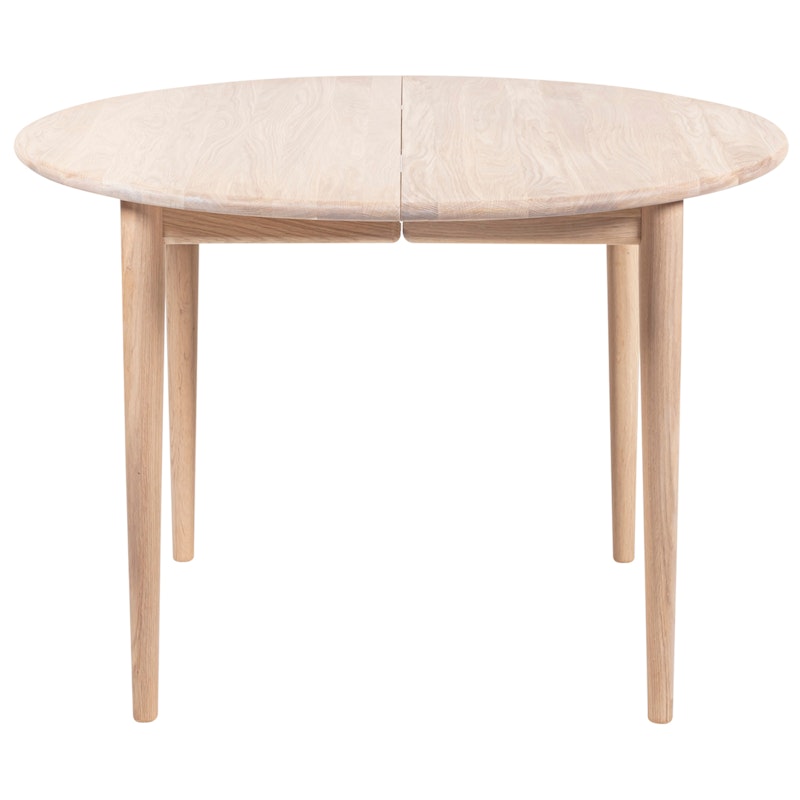 897 Ruokapöytä Pidennettävä Ø105 cm, Valkoöljytty Tammi