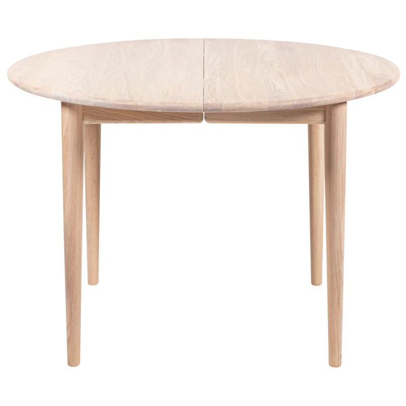 897 Ruokapöytä Pidennettävä Ø105 cm, Valkoöljytty Tammi