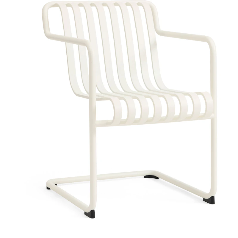 Palissade Cantilever Dining Armchair, Cream white powder coated steel