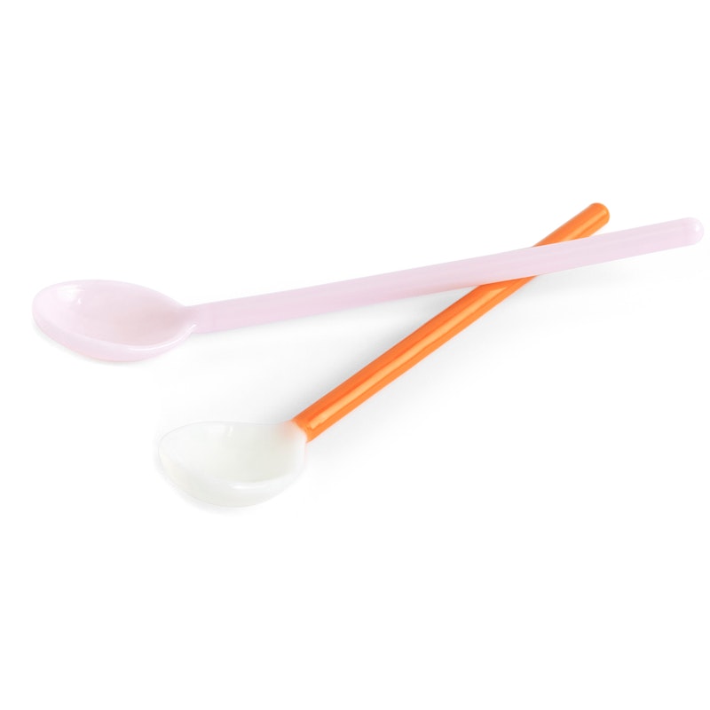 Duo Lusikat Lasi 2 kpl:n pakkaus, Light Pink / Bright Orange