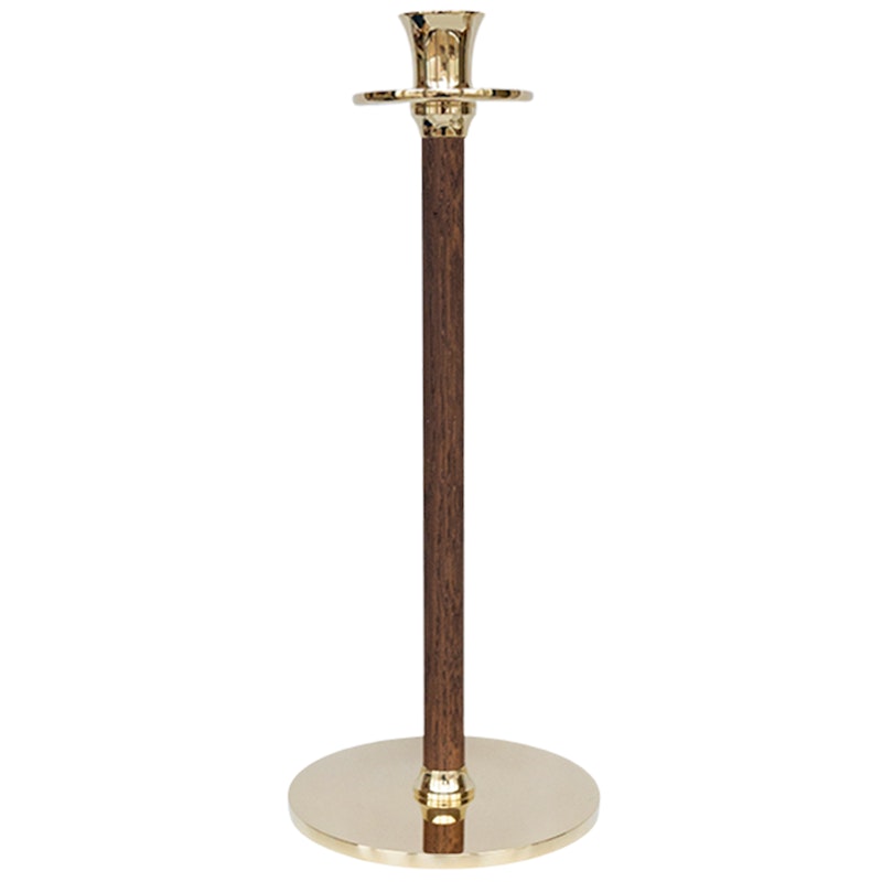 Alto Basso Kynttilänjalka 30 cm, Walnut/Messinginvärinen