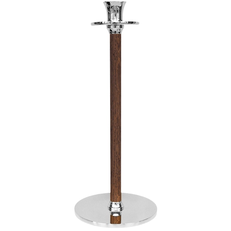 Alto Basso Kynttilänjalka 35 cm, Saksanpähkinä/Nikkelöity Messinki