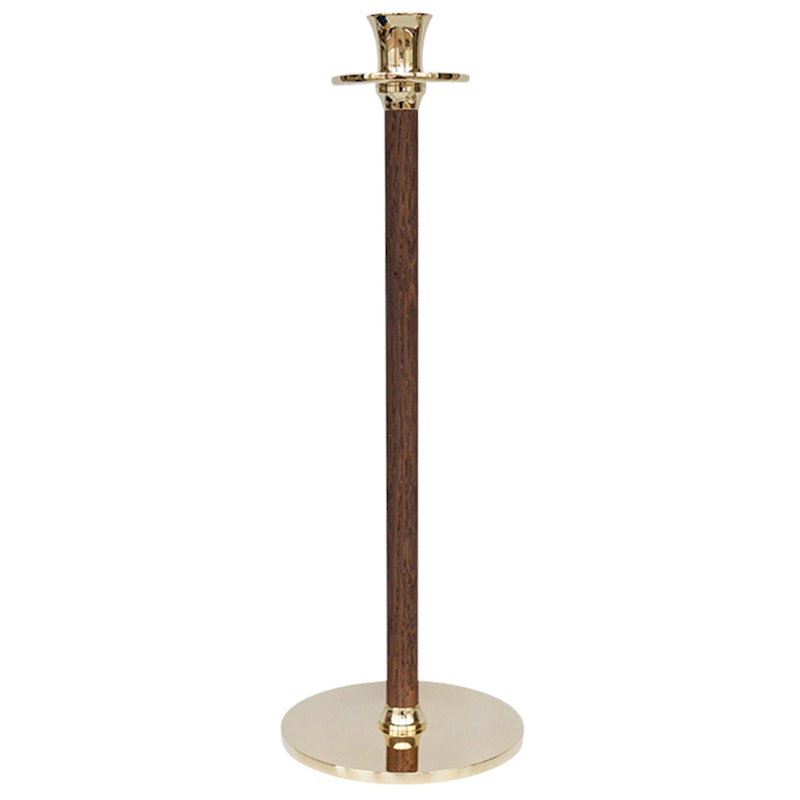 Alto Basso Kynttilänjalka 35 cm, Saksanpähkinä/Messinginvärinen