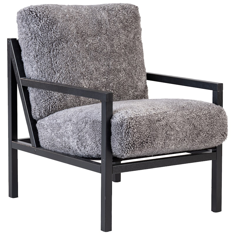 Seventy Five Wood Nojatuoli, Musta Tammi / Lampaannahka Scandinavian Grey