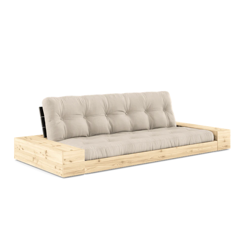 Base Sovesofa Med Sideboks og 5-lags Madrass Svart Natt/Beige