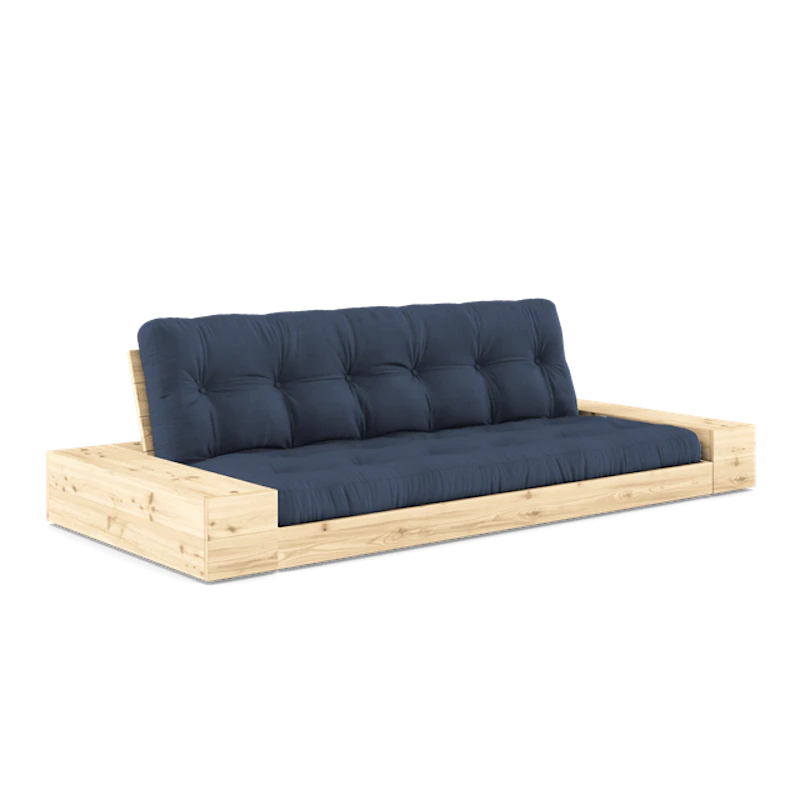 Base Sovesofa Med Sideboks og 5-lags Madrass Klar/Marineblå